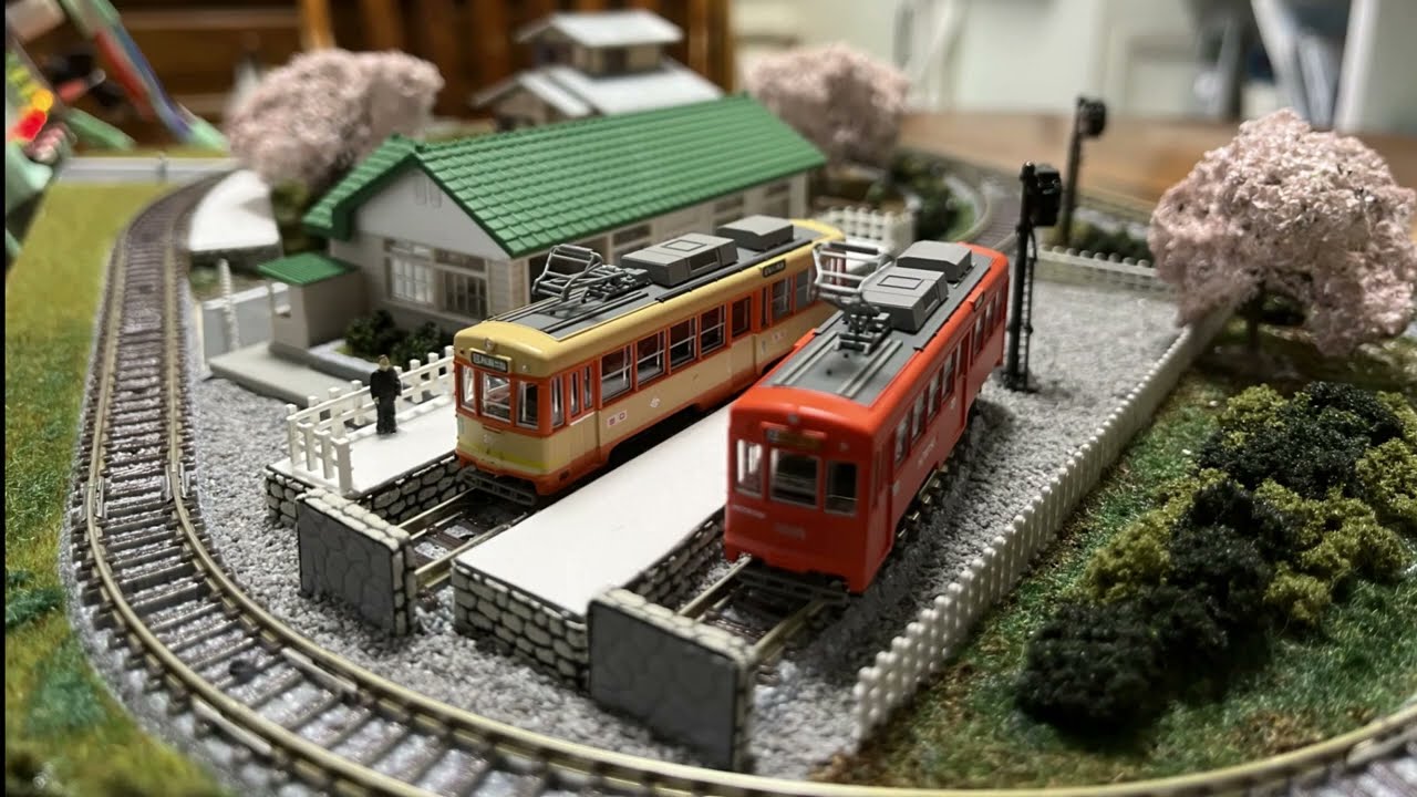 A3サイズのNゲージ箱庭鉄道模型レイアウトで自動運転／伊予鉄道