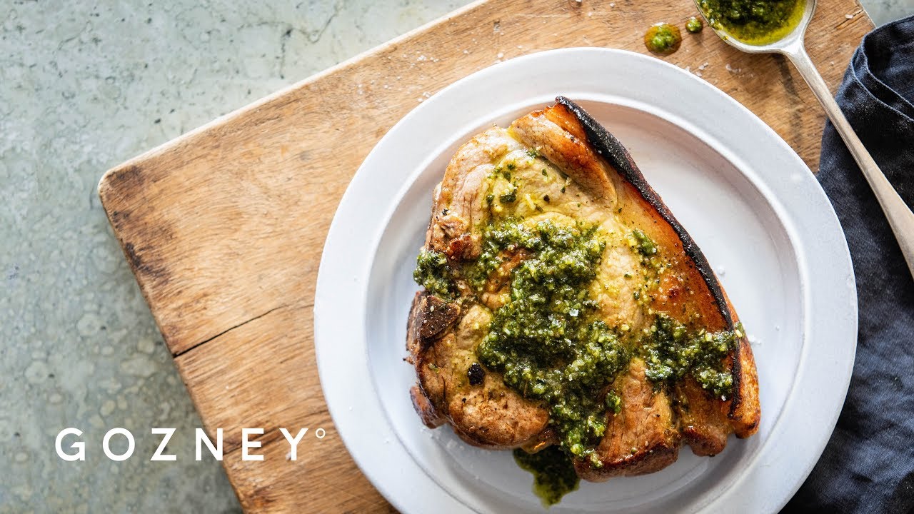 Pork Chop with Sage and Walnut Pesto | Roccbox Recipes | Gozney