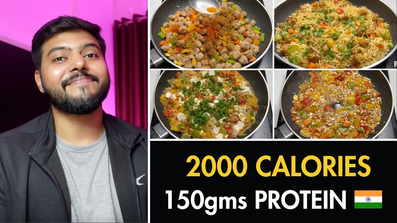 Easy 2000 calorie diet with 150gms protein ( 3 meals ) Pure veg