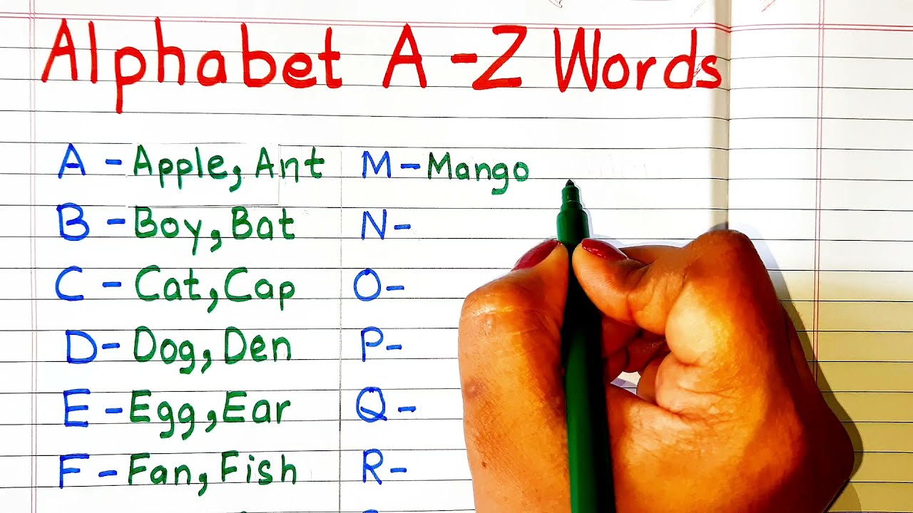 A - Z। a to z words। A to Z Spelling। A to Z Words Phonics। A to Z Alphabet English Words