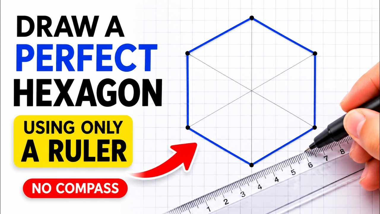 How to draw a DIY Regular Hexagon! No Compass/Protractor! [English] | #Hexagon