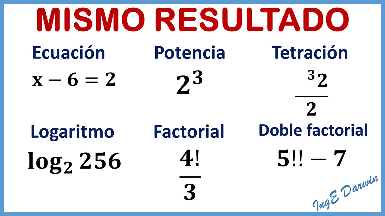6 ejercicios matemáticos que tienen el mismo resultado.