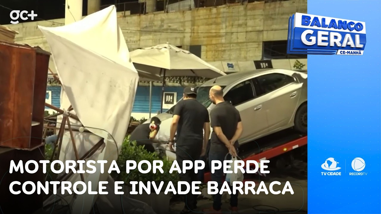 Motorista de aplicativo perde controle do carro e invade barraca de praia | Balanço Geral CE Manhã