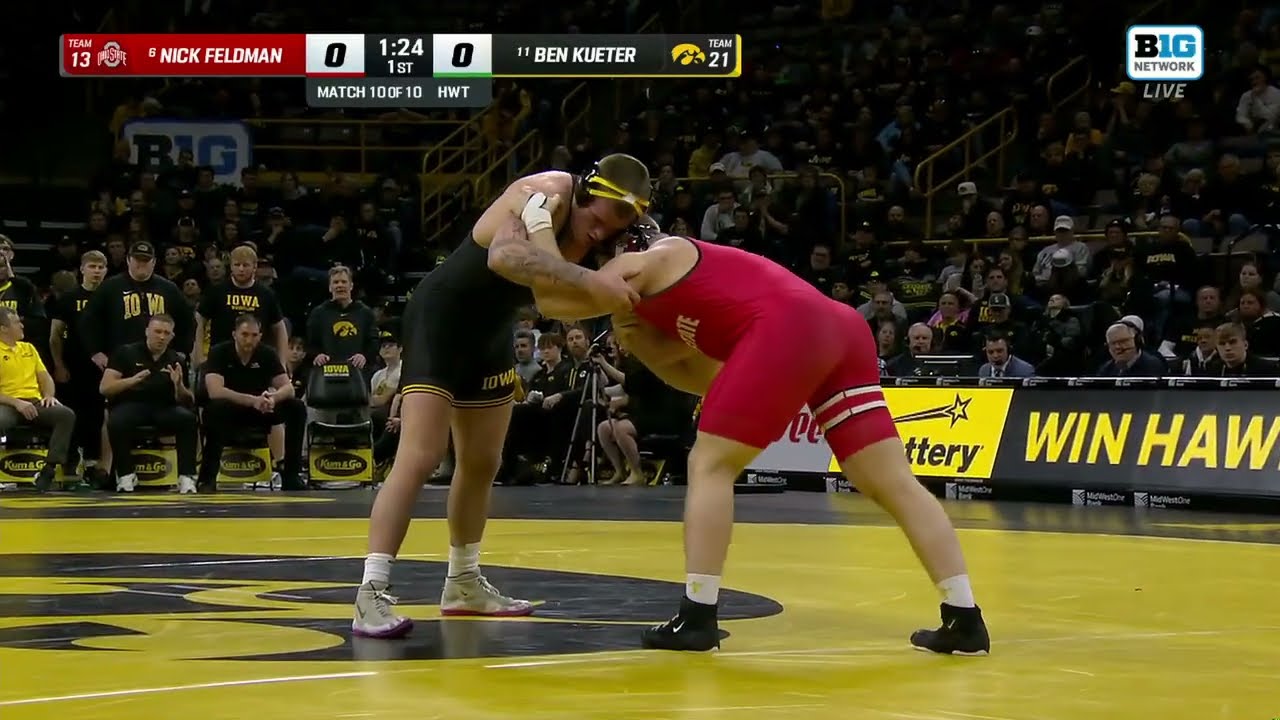 HWT: Iowa's Ben Kueter vs. Ohio State's Nick  Feldman | Big Ten Wrestling | 01/25/2025