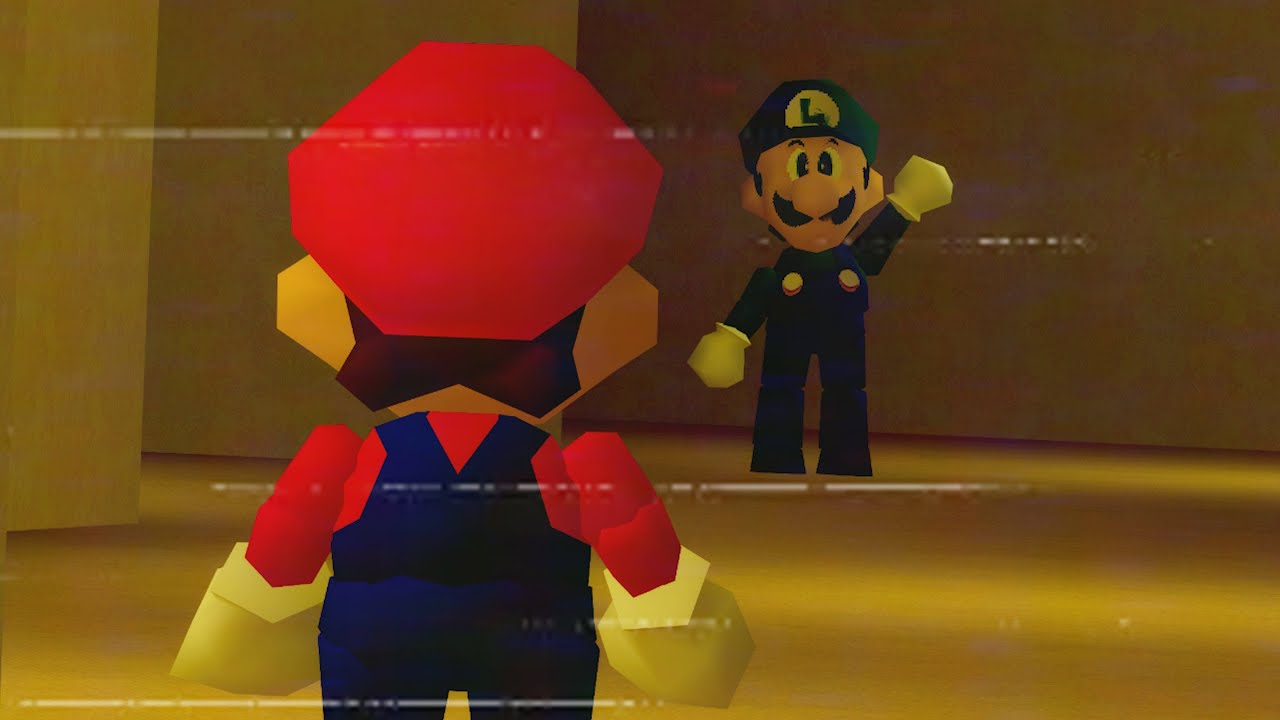 Mario follows Luigi into the Backrooms