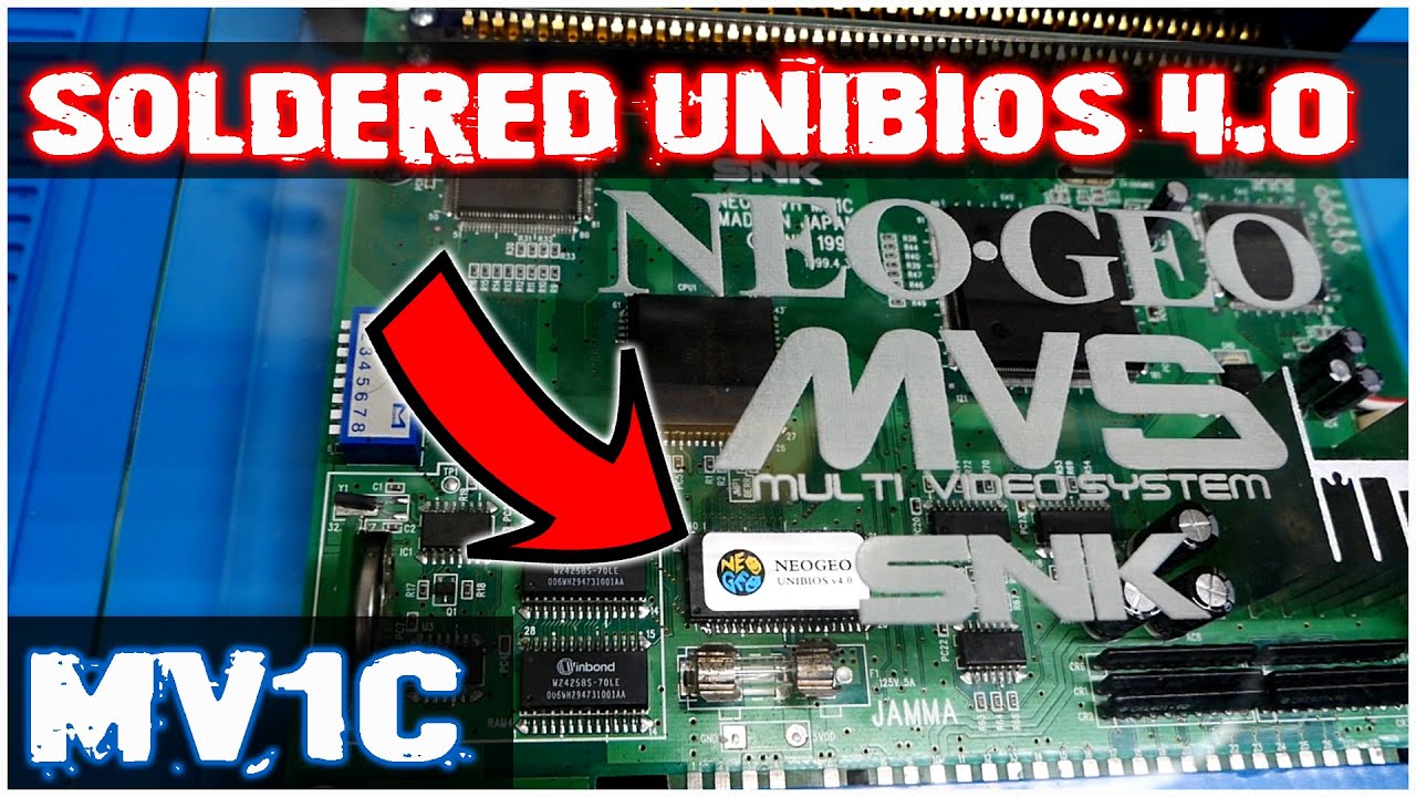 Soldered MV1C Unibios4.0 Neo Geo MVS sop40 to sop44 AM29F400BB patch bios install, No NeoBiosMasta