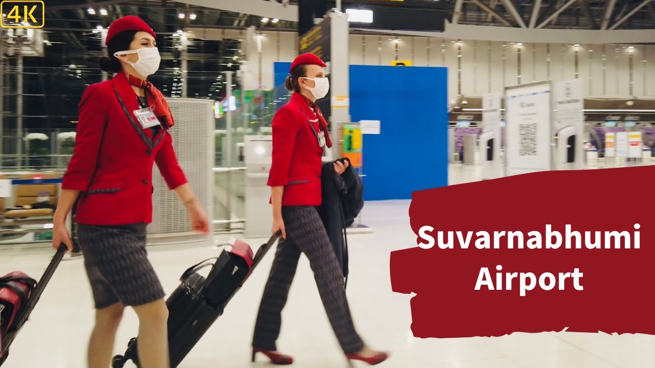 Walking  Suvarnabhumi Airport 27th 9:10PM Bangkok Thailand[4K]2021