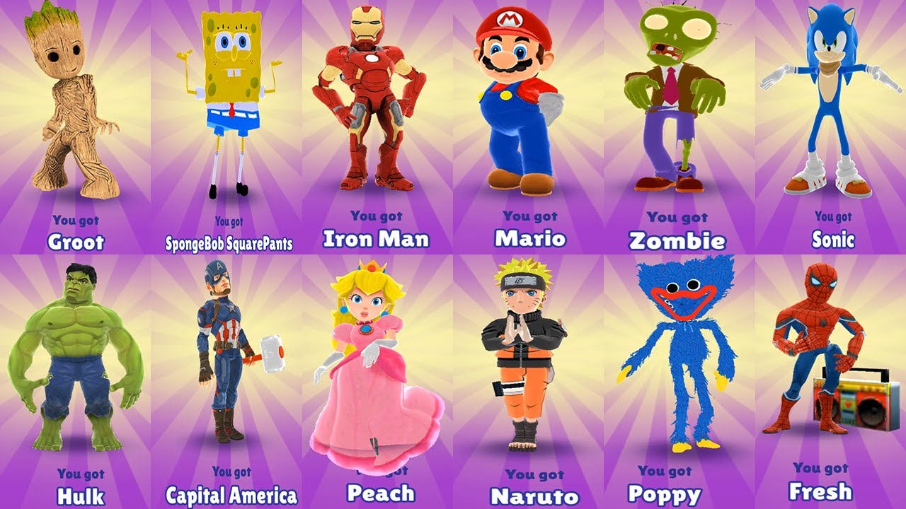 Subway Surfers - All Characters Unlocked Sonic Boom Spongebob Mario Hulk Spiderman Ironman Hack Mod