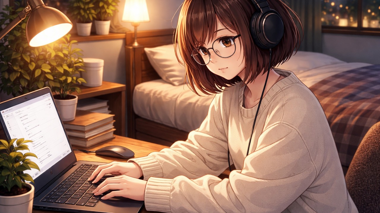 Late Night Merge ☕ with Rivia | 4 Hour Piano Lofi for Coding, Study & Focus