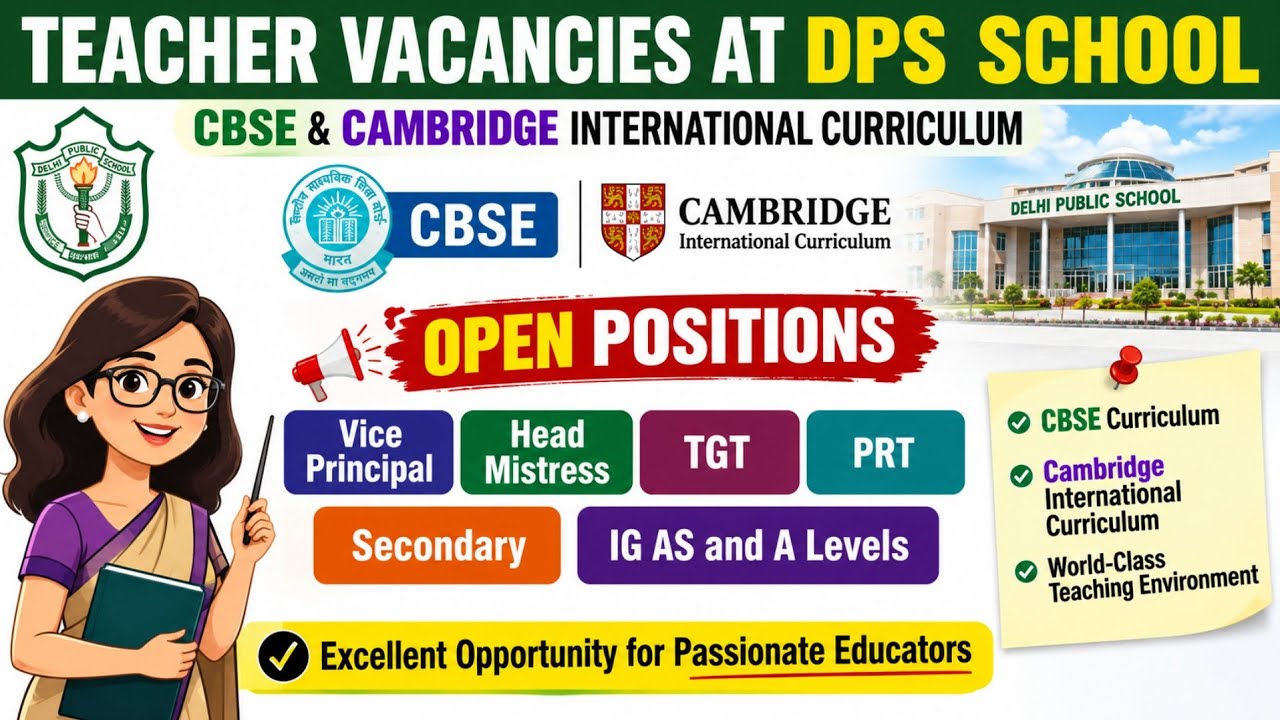 DPS Teacher Recruitment 2026 | Vice Principal, Headmistress #dpsvacancy #pgtjob #tgtjobs #prtjobs 