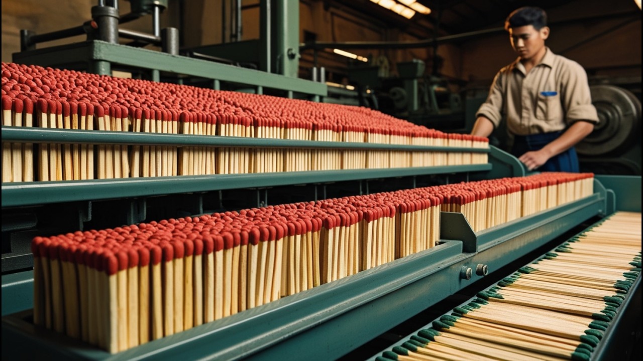 Cómo se Fabrican los Fósforos de Madera 🪵 | Producción en Masa de Cerillas en la Fábrica