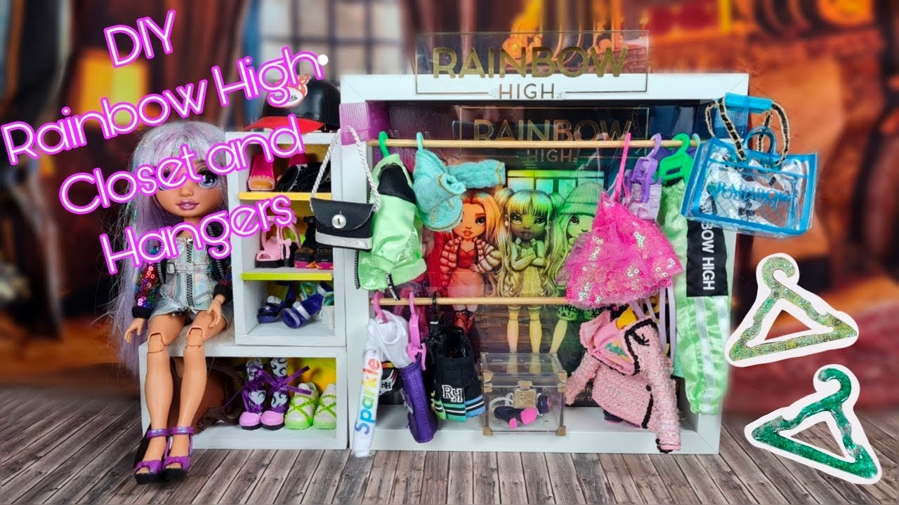 DIY Rainbow High Closet and Hangers