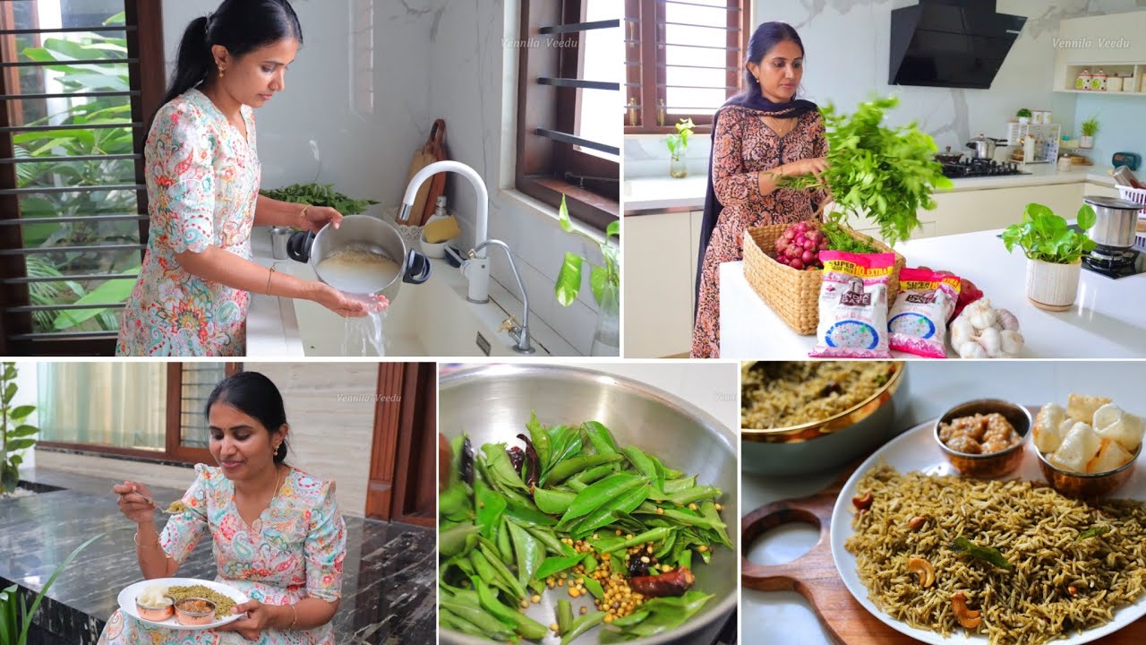 ஒரு Day முழுவதும் | Morning Shopping| Karuveppilai Saatham & Pongal With Basmati Rice| Vennila Veedu