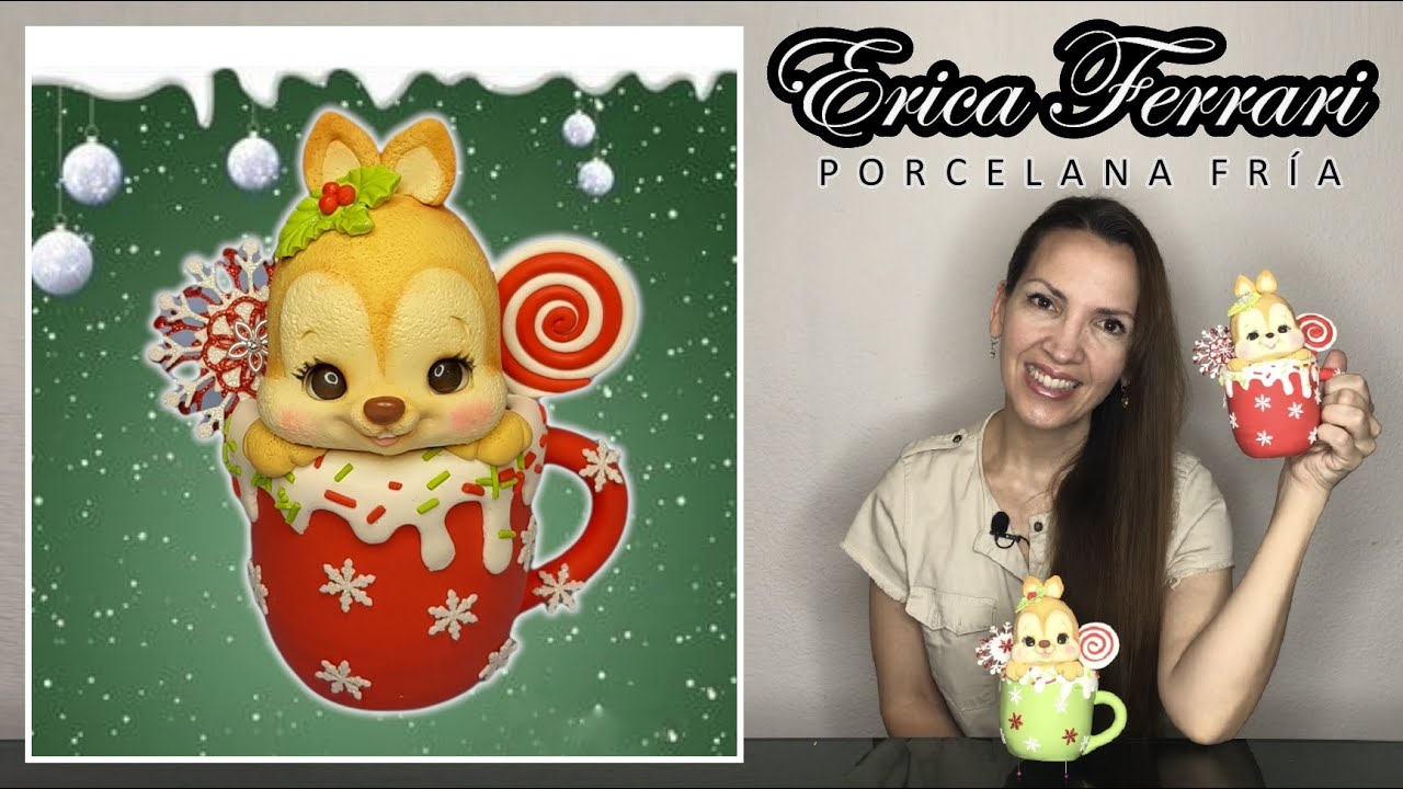 Cómo Hacer TAZAS NAVIDEÑAS en Porcelana Fría | Erica Ferrari Porcelana Fria | Tutorial