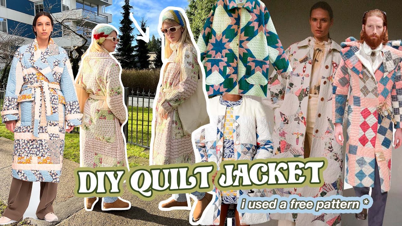 i made my dream quilt jacket with a FREE PATTERN and a thrifted blanket