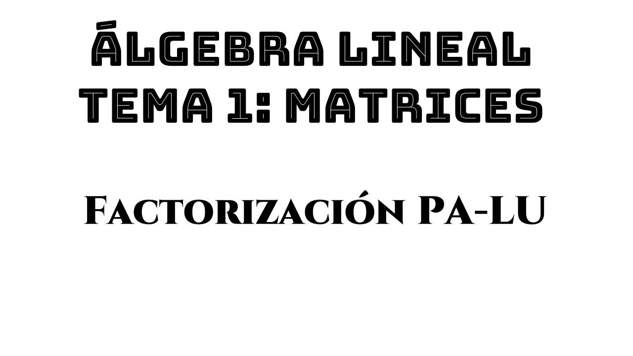 factorizacion PA=LU || álgebra lineal tema 1 matrices ejemplo 20