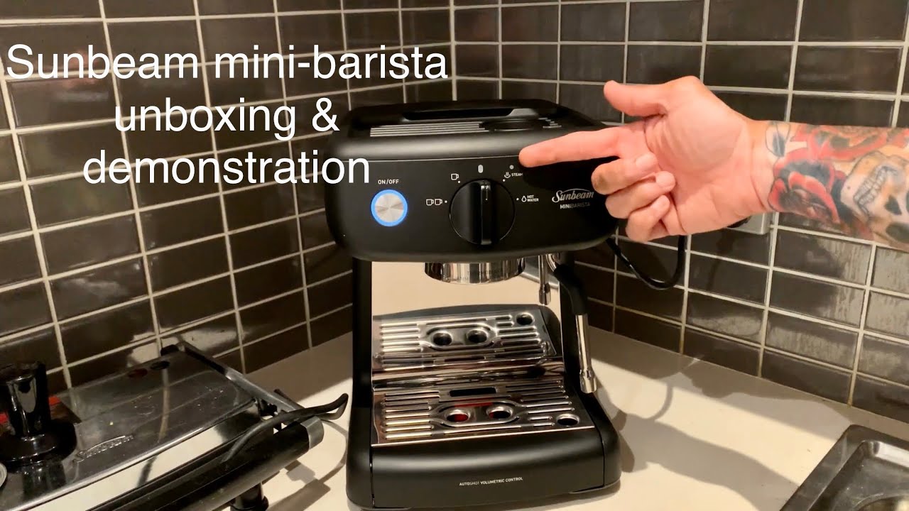 Sunbeam mini barista EM4300K coffee machine unboxing & demonstration