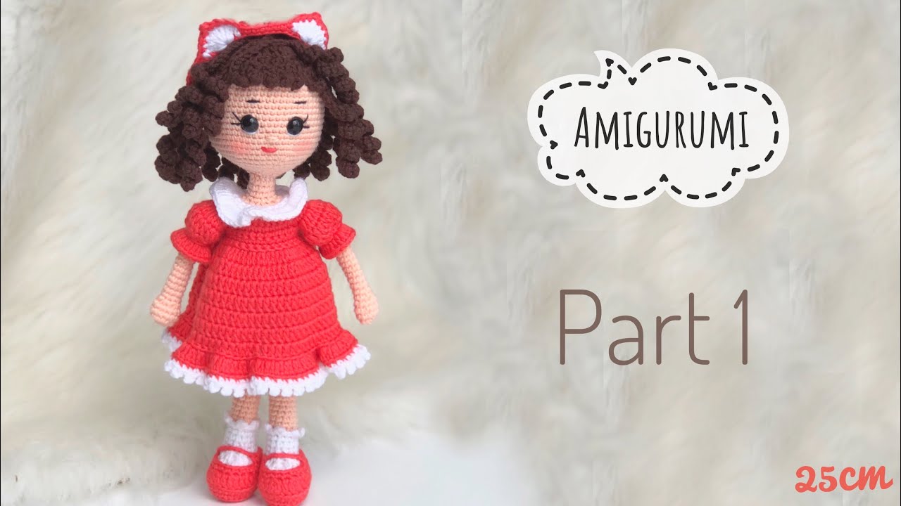ЧАСТЬ 1 |  Кукла Мина АМИГУРУМИ 25см