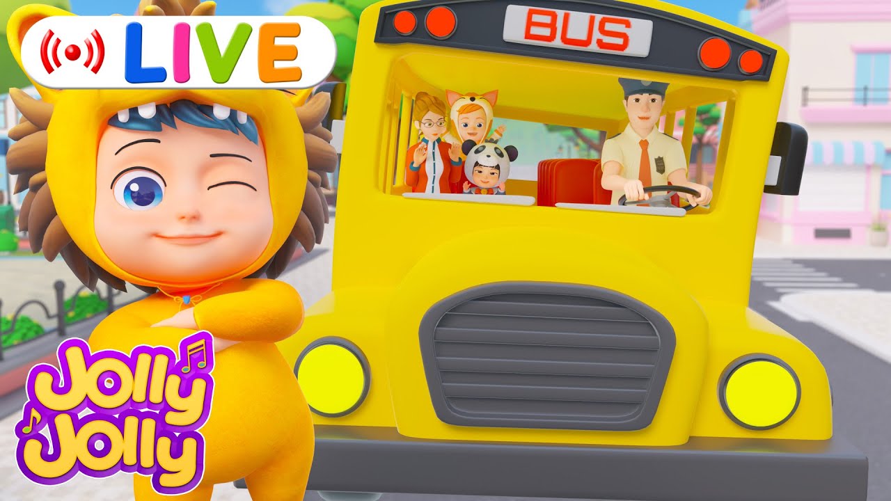LIVE🔴Bus Song - Колеса на автобусе, Баа-баа, черная овца + Ещё | Веселый Веселый и друзья