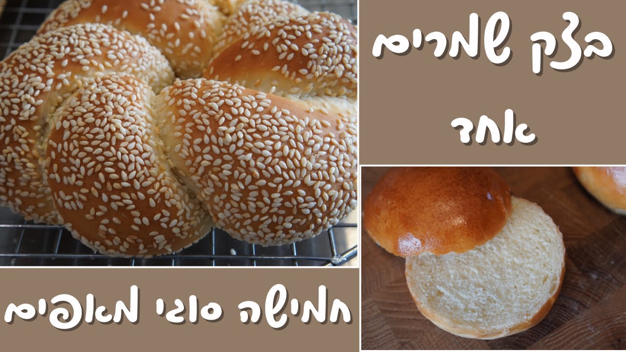 בצק שמרים אחד - חמישה מאפים! לחמניות המבורגר, אצבע, קשר, בייגלה ירושלמי ובייגלה רומני