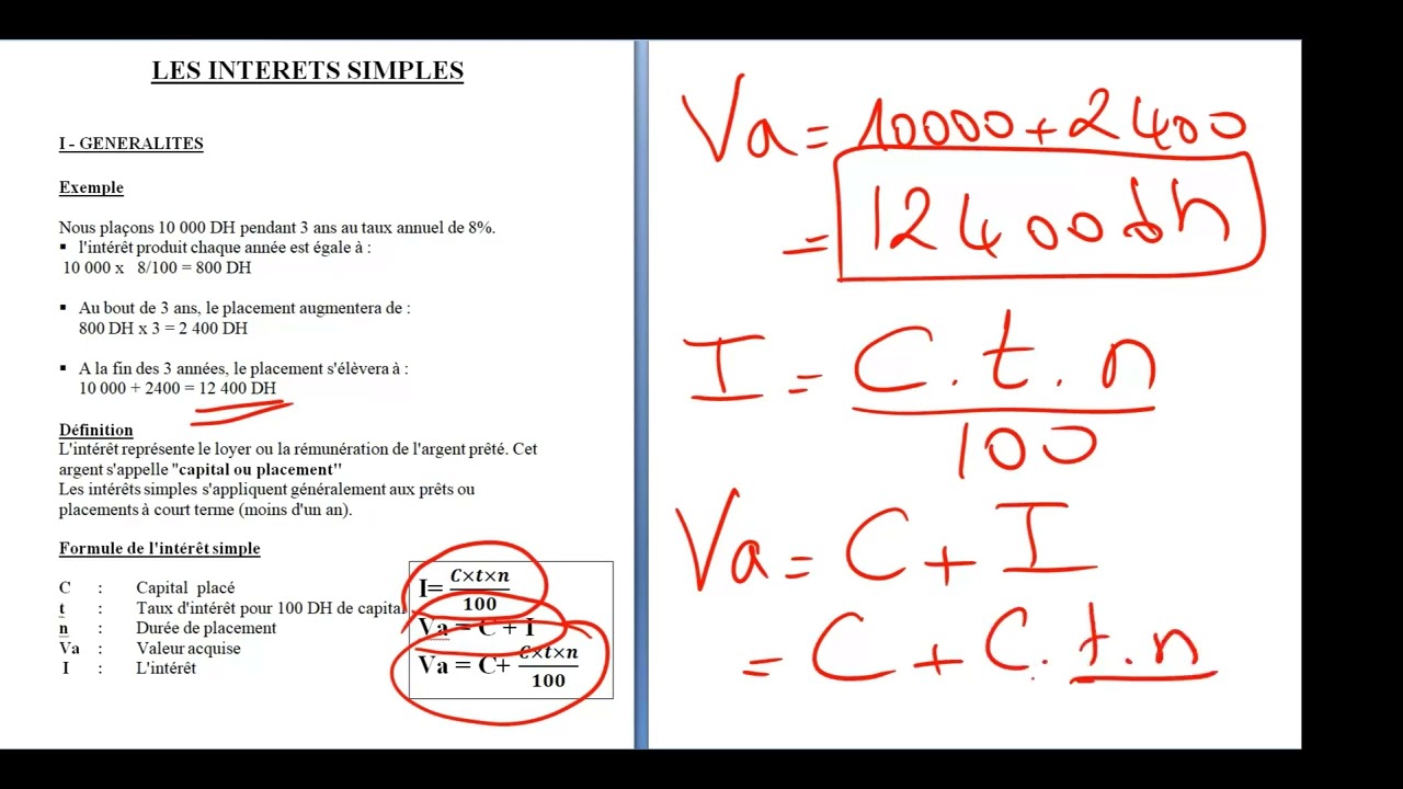 Intérêts Simples Escompte Equivalence des Capitaux