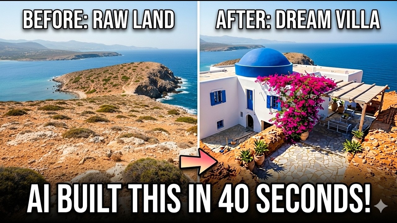 Building a Luxury Santorini Villa in 40 Seconds! (AI Time-Lapse)