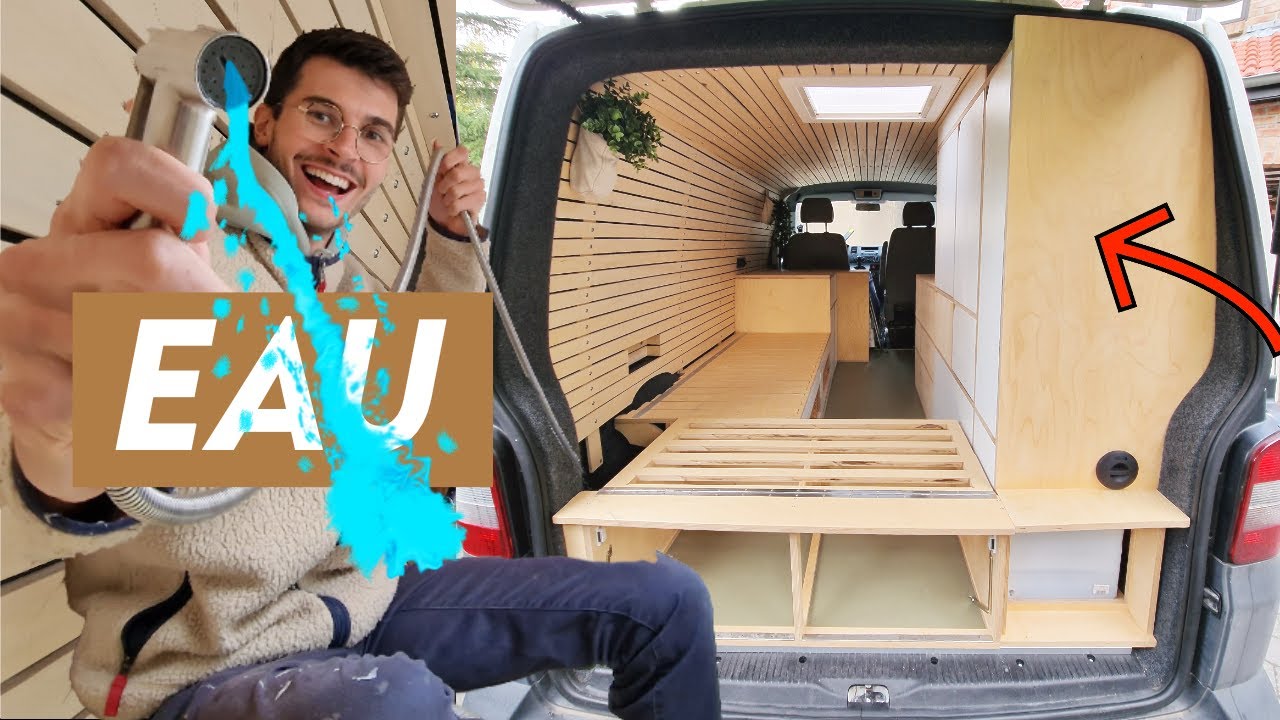 34. EAU, DOUCHE et RÉSERVOIRS dans mon fourgon aménagé - PLOMBERIE - Van VW T5/T6 DIY #vanlife 💦