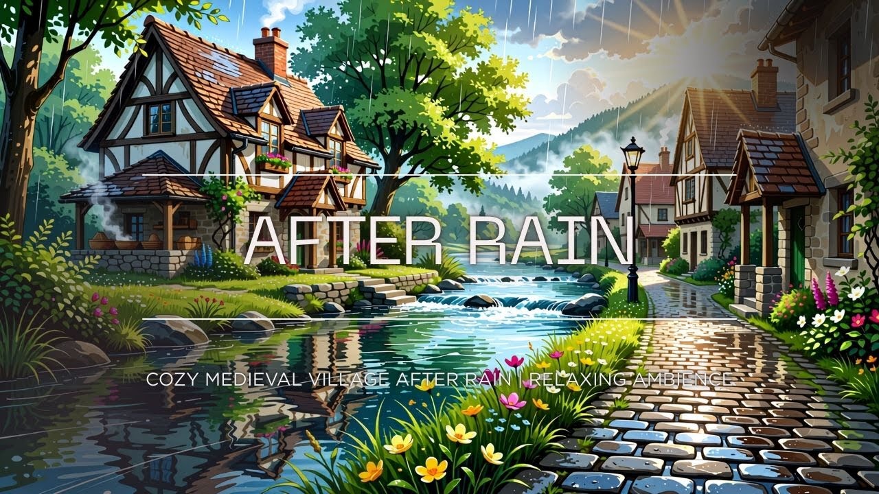 Cozy Medieval Village After Rain | Relaxing Ambience