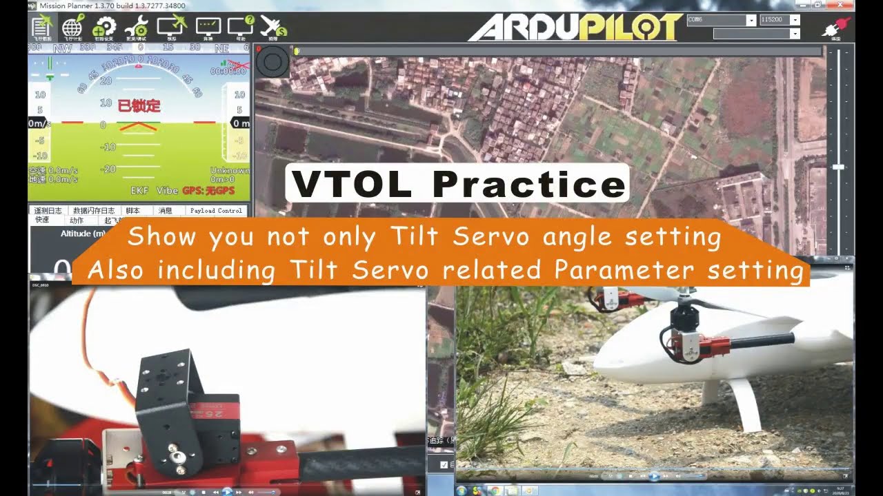 VTOl VTBIRD Practice  MP Arduplane How To Tune Tilt Servo Angle and Parameters
