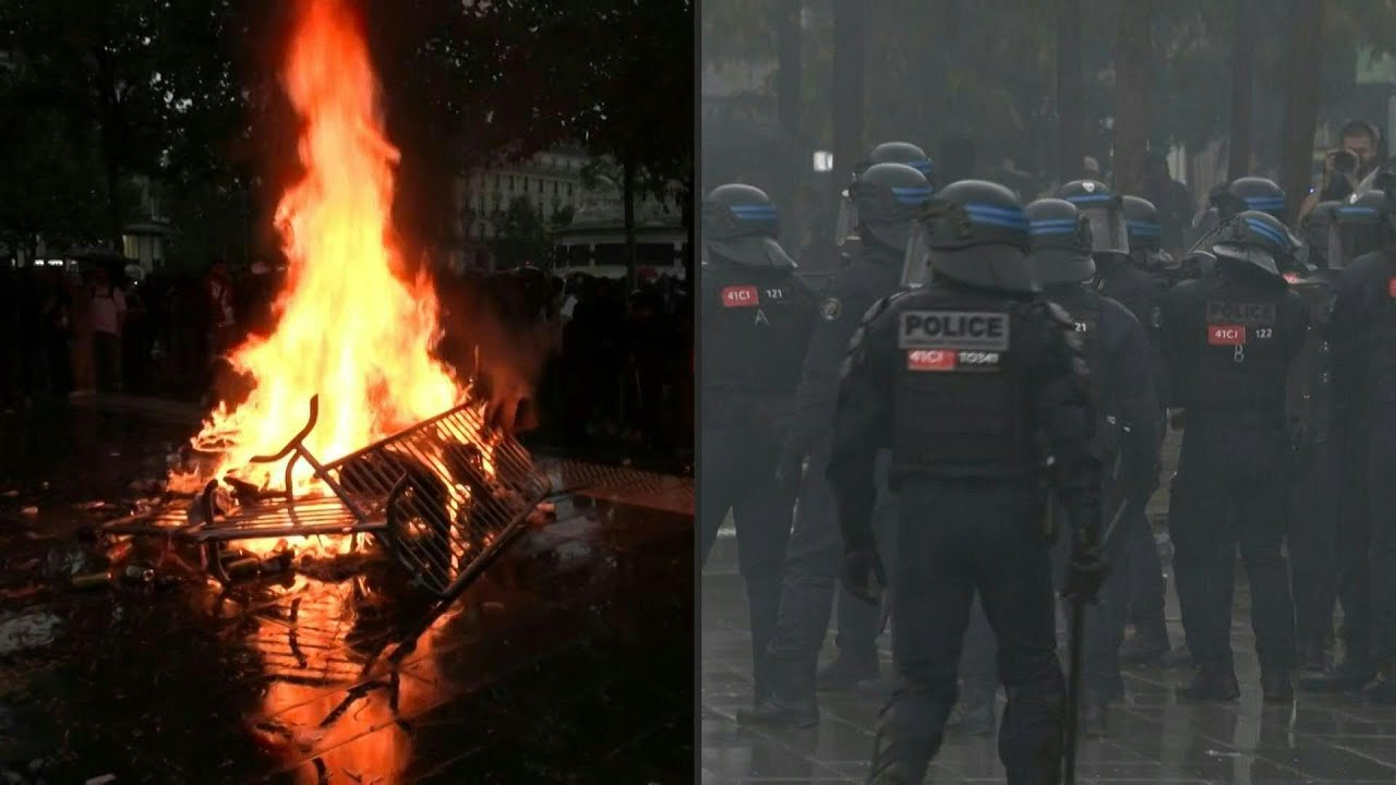 Rubbish on fire, arrests at Place de la Republique in Paris | AFP