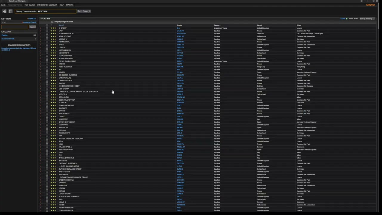 How to extract a list of RICs for Stock Indices in Refinitiv/Datastream