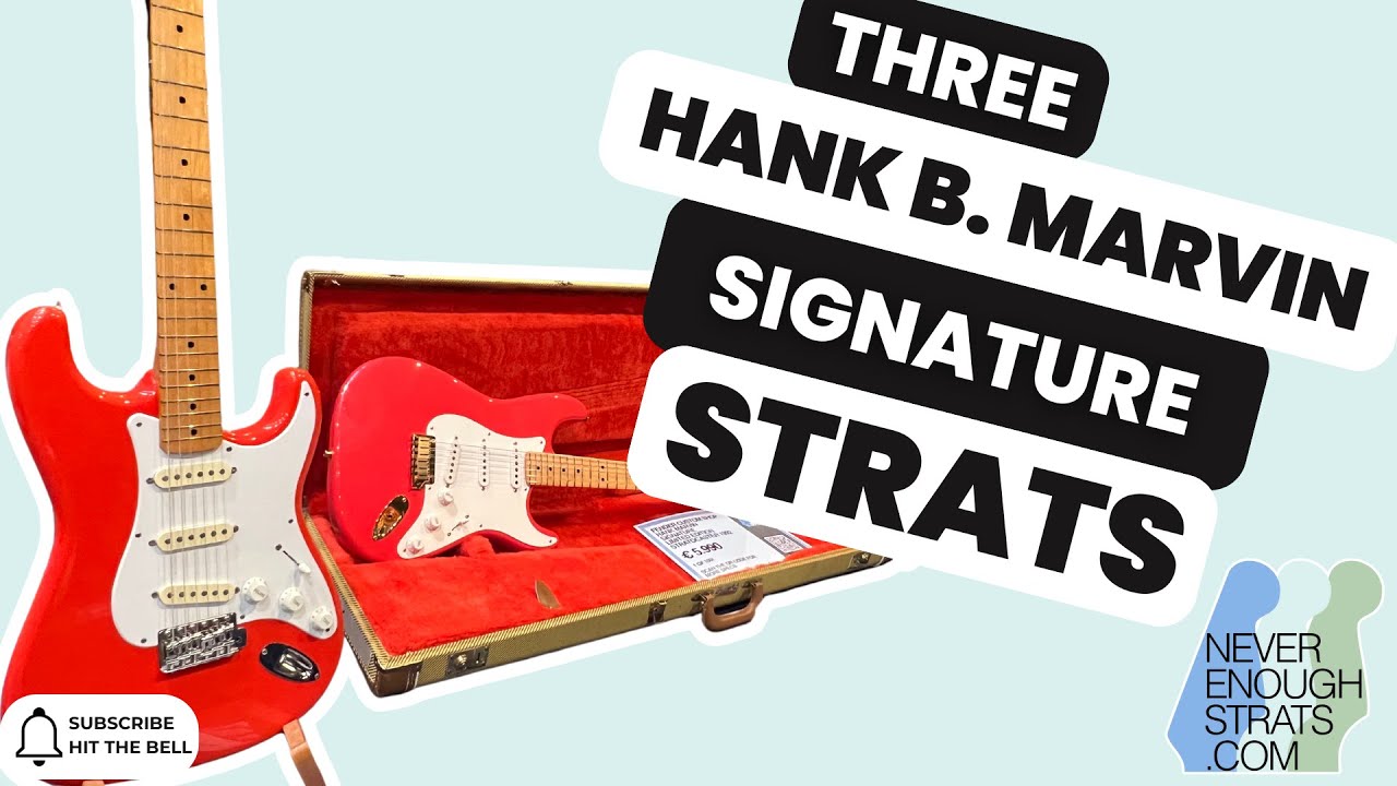 Hank Marvin Signature Strats: 1992 Custom Shop, 1996 Fender Japan and 1992 Squier Artist Series