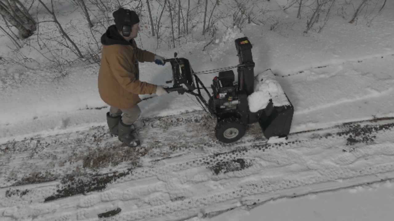 Under powered snowblower on the homestead trying to throw some wet snow