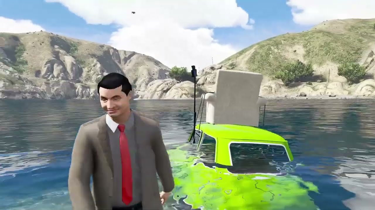 MR BEAN CAR RESCUED BY JEEP | GTA V MACHINIMA GAMEPLAY