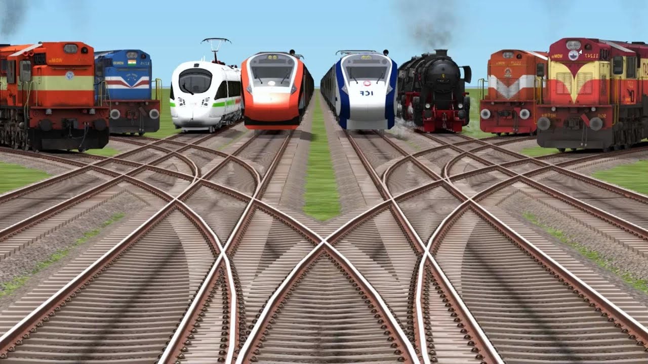 🎍All Realistic Train Gameplay On Bumpy Railroad || indian train videos railroad crossing