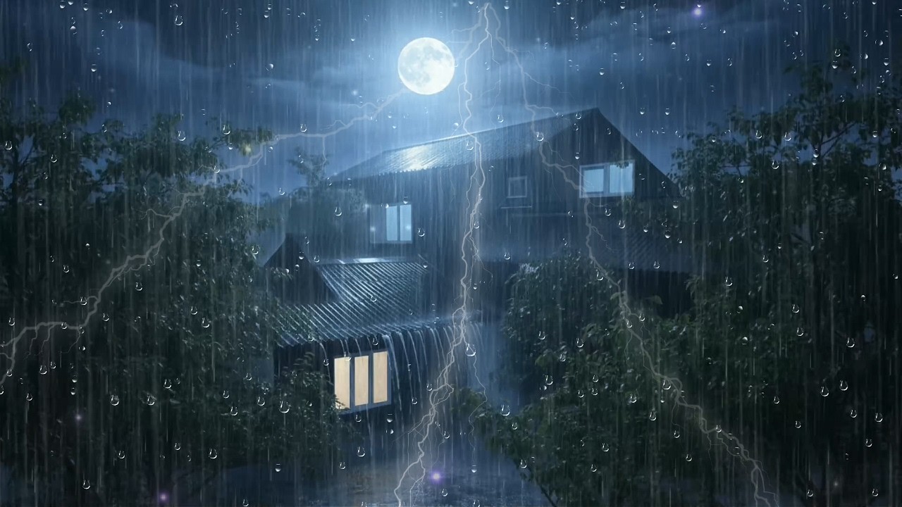 Soft Thunder and Rainfall 🌧️ | Calm Night Background