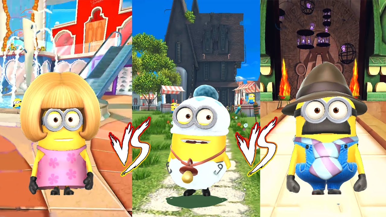 Baby Minion VS Mom Minion Vs Dad Minion from Minion Rush: infinite run game