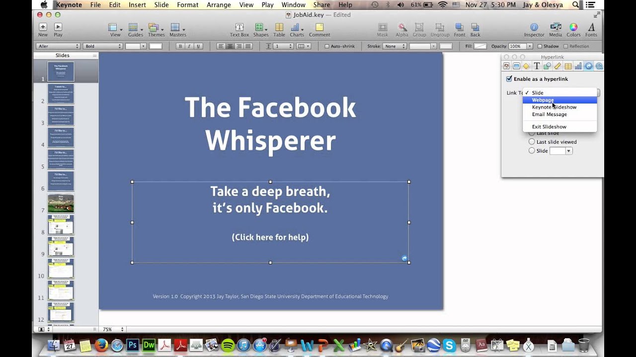 Screencast - How to create hyperlinks in Keynote