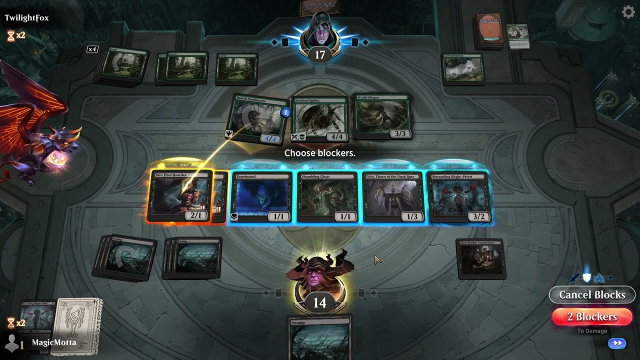 Victory against Mono Green deck using Exquisite Blood combo
