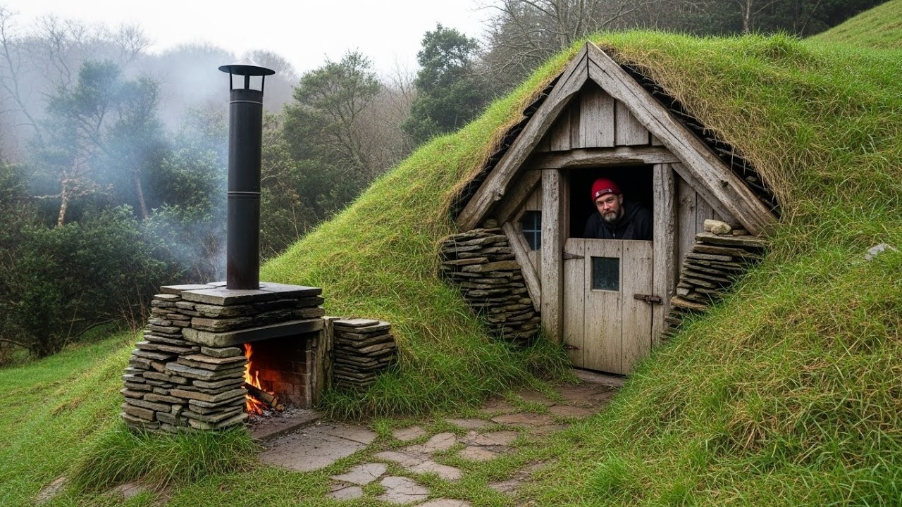 No Tent, No Cabin  I Survived Winter in a Secret Cave Shelter #WinterBushcraft #HiddenShelter
