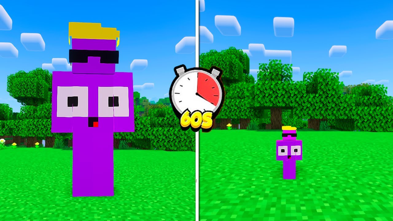MINECRAFT MAS A CADA MINUTO EU MUDO DE TAMANHO!!!