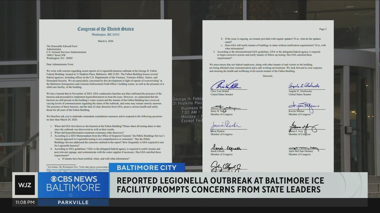 Alleged Legionella outbreak at Baltimore ICE facility prompts concerns from Maryland leaders