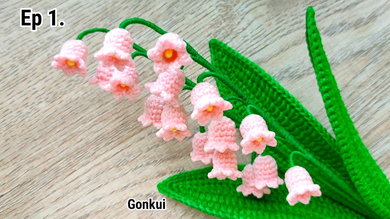 Ep1. Flower 💕 Easy Crochet Lily of the Valley Pink flower Tutorial step by step #crochetflower