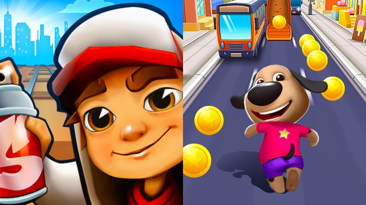 Andy vs Talking Dog Talking dog: puppy surf runner vs Subway Surf