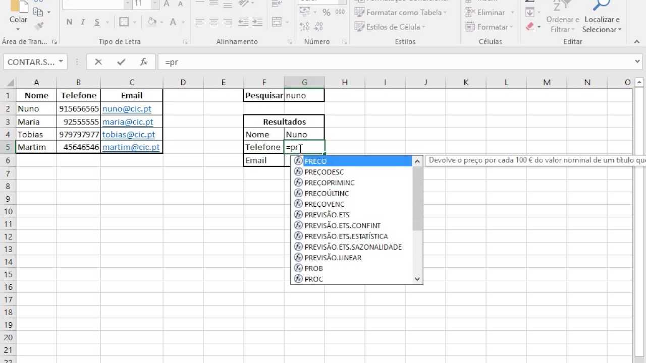 EXCEL - PROCH e PROCV
