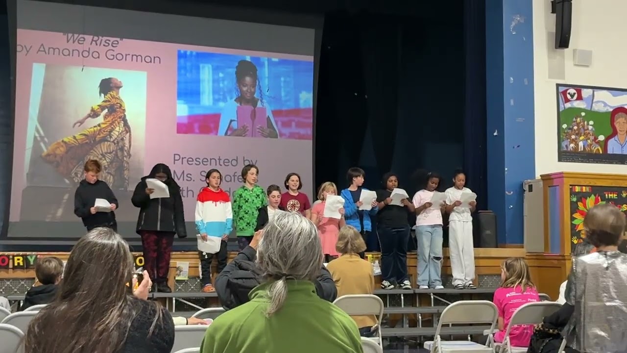 Linus 5th grade class Black History Month assembly performance 