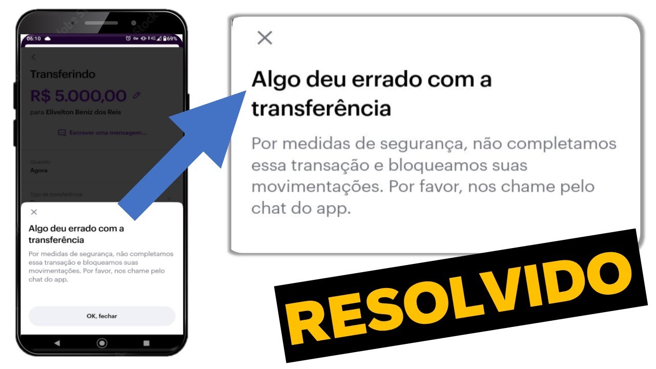 Algo deu errado com a transfer&ecirc;ncia (Erro no Pix do Nubank)