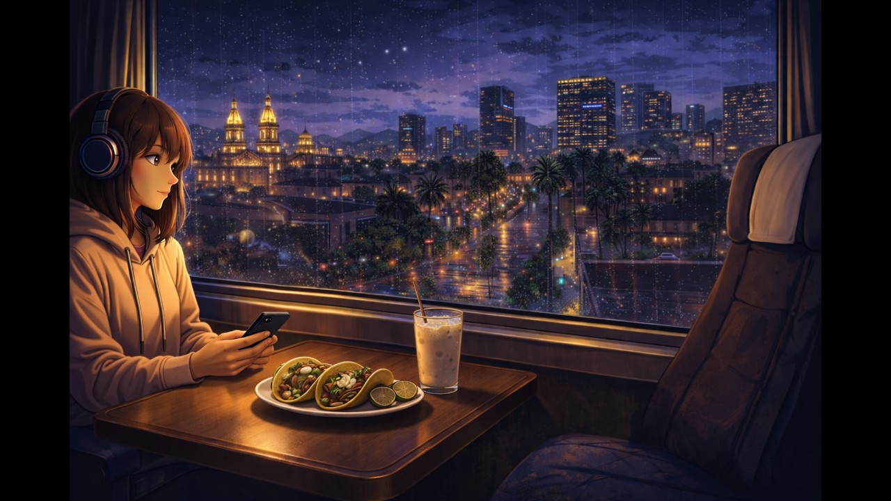 LoFi Night Train 🌧️ | Relaxing Beats to Study & Chill To (City Lights Ambience)