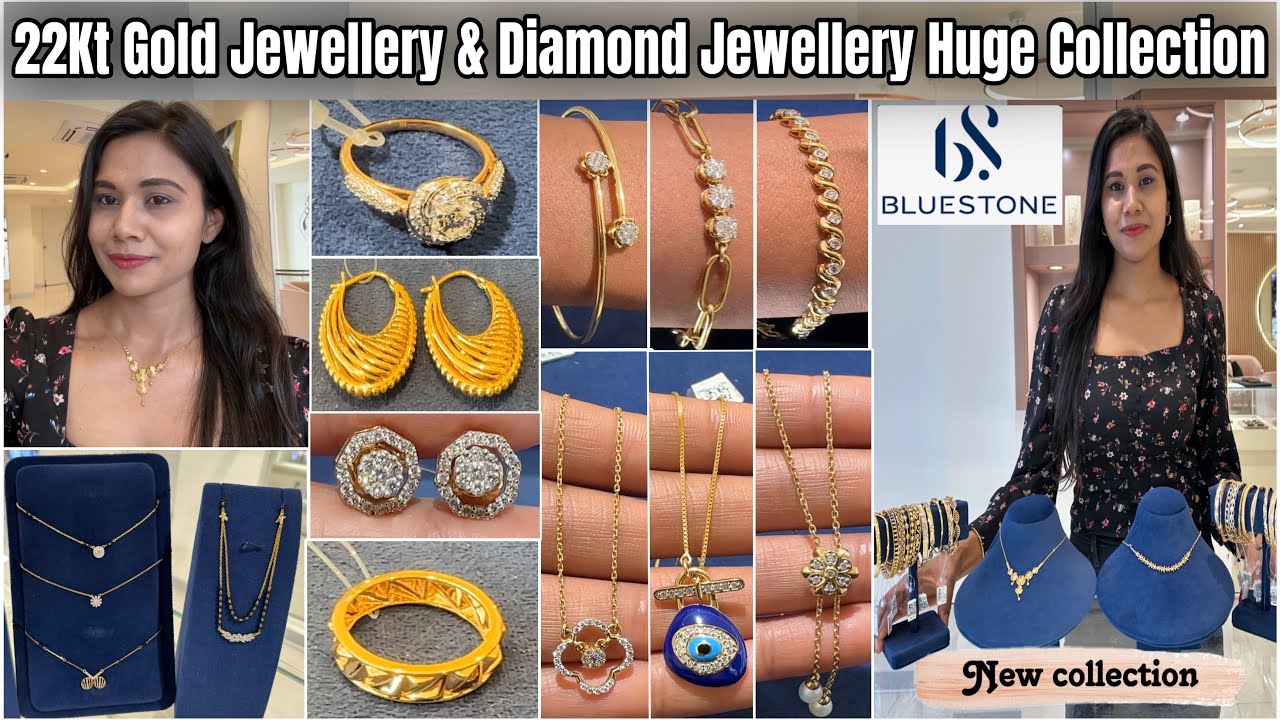 Bluestone HUGE 22Kt Gold Jewellery & Diamond Jewellery With Price💕Lightweight Gold Diamond Jewellery