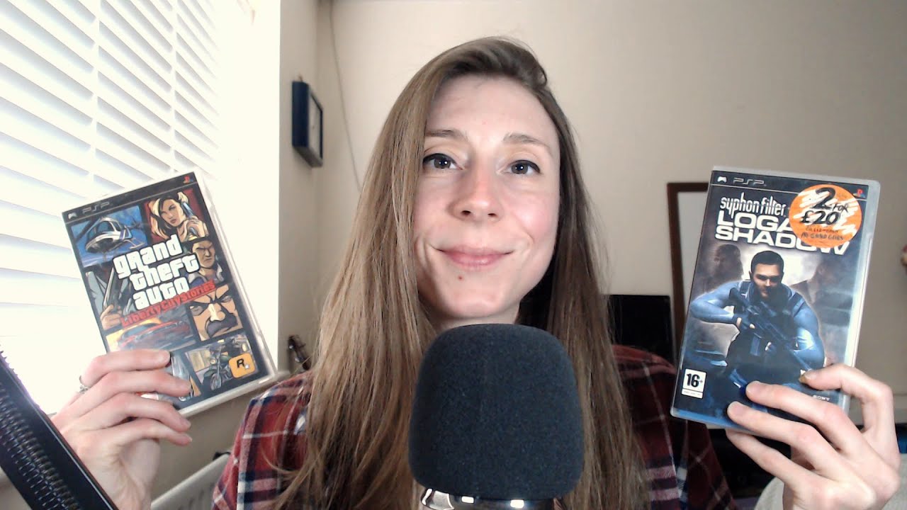 ASMR Gum Chewing and Video Game Whispered Ramble (Nintendo Gameboy Games & PSP) | Show and Tell